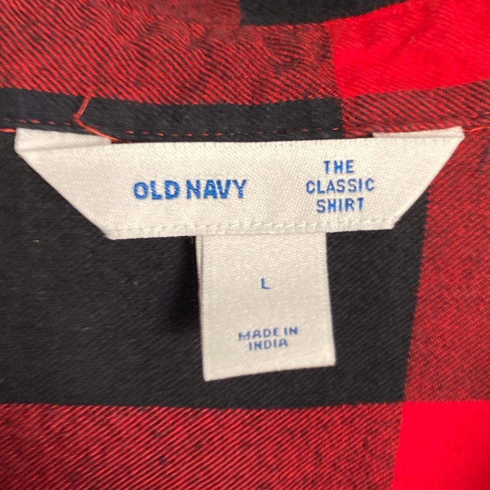 Old Navy Red and Black Buffalo Check Plaid The Classic Shirt Flannel Large - Picture 2 of 2